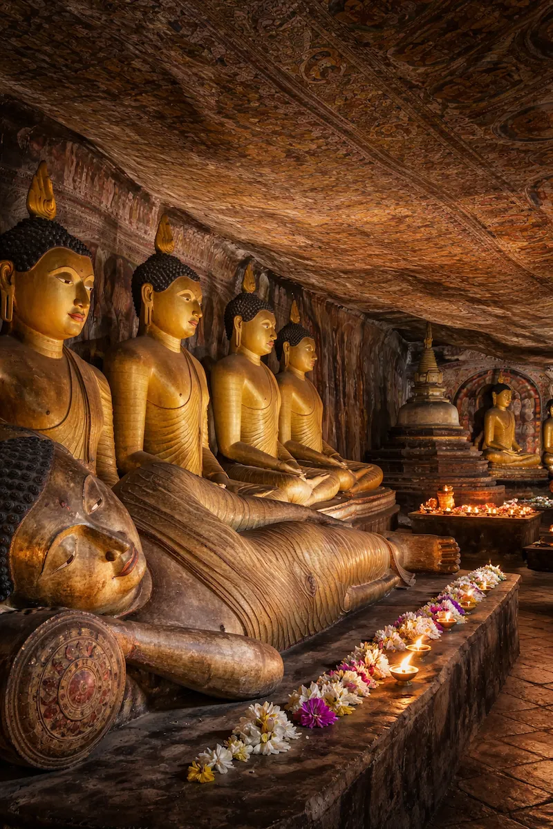 буддийский пещерный храм Дамбулла шри-ланка